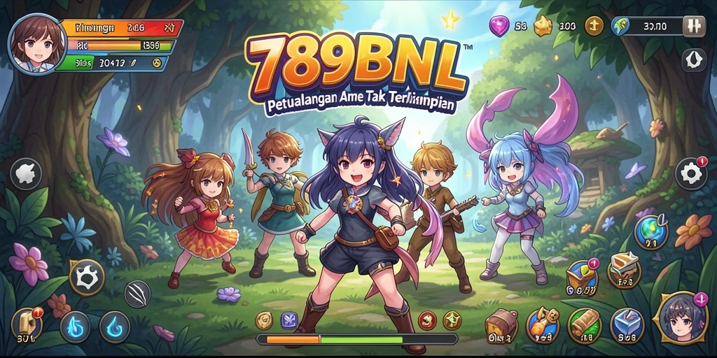 Tampilan gameplay seru dari 789BNL dengan karakter anime ikonik.