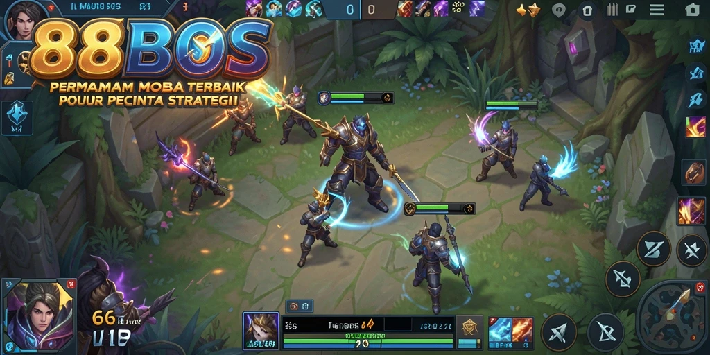 Screenshot utama 88BOS yang menampilkan aksi pertarungan MOBA yang seru.