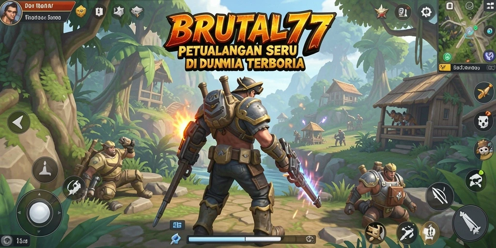 Screenshot gameplay BRUTAL77 menampilkan petualangan seru di dunia terbuka.