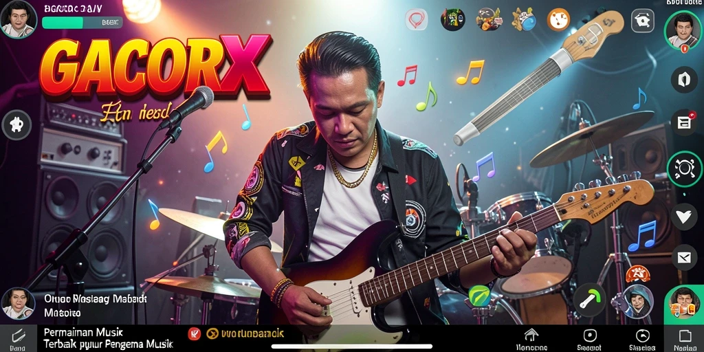 Tampilan gameplay GACORX dengan notasi musik dan tantangan seru.