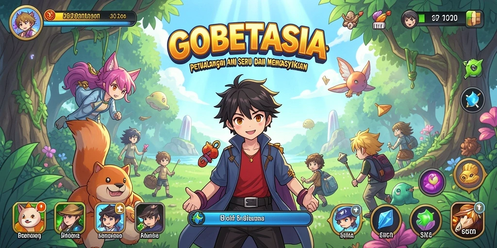 Tampilan permainan GOBETASIA dengan karakter anime yang dinamis dan penuh aksi.