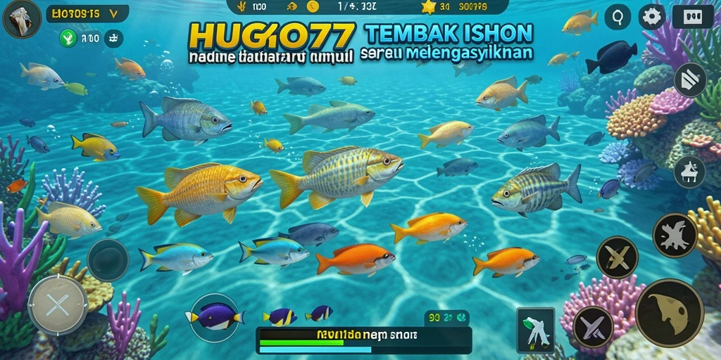Screenshot menampilkan gameplay seru Tembak Ikan di HUGO77.