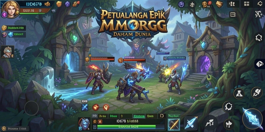 Screenshot utama ID678 menampilkan aksi seru dalam dunia MMORPG.