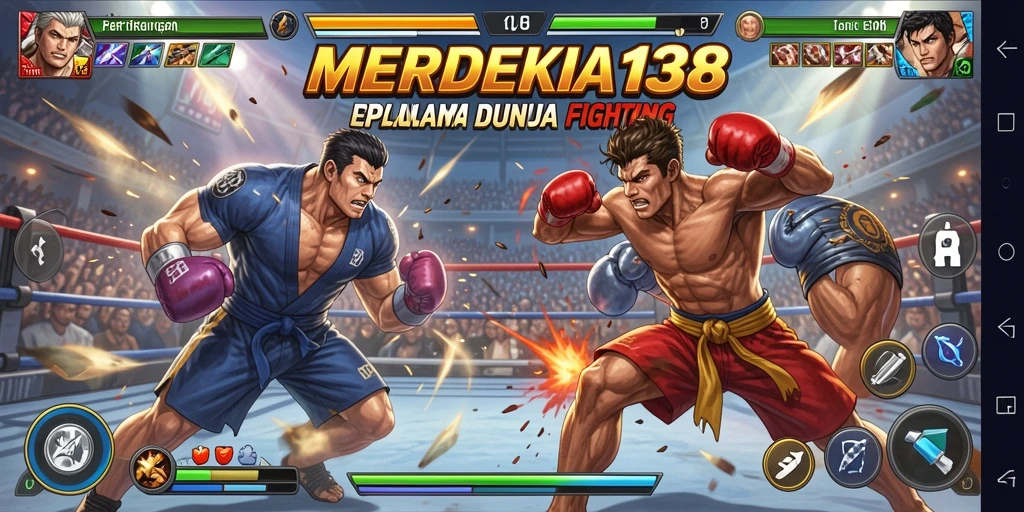 Screenshot utama dari gameplay pertarungan MERDEKA138 yang mendebarkan.
