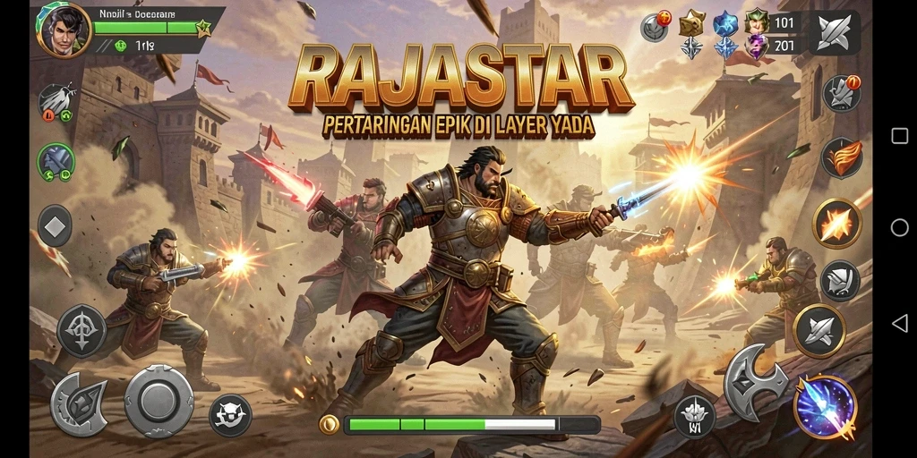 Tampilan gameplay RAJASTAR yang menegangkan dan penuh aksi.
