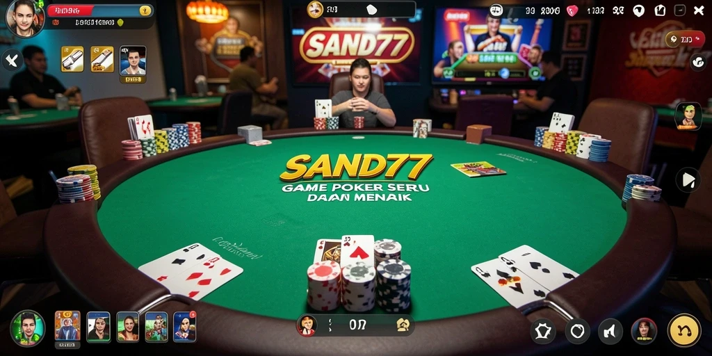 Gameplay menarik dari SAND77 dengan suasana poker yang mendebarkan.