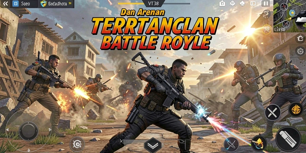 Tampilan gameplay VT38 dalam aksi Battle Royale yang mendebarkan.