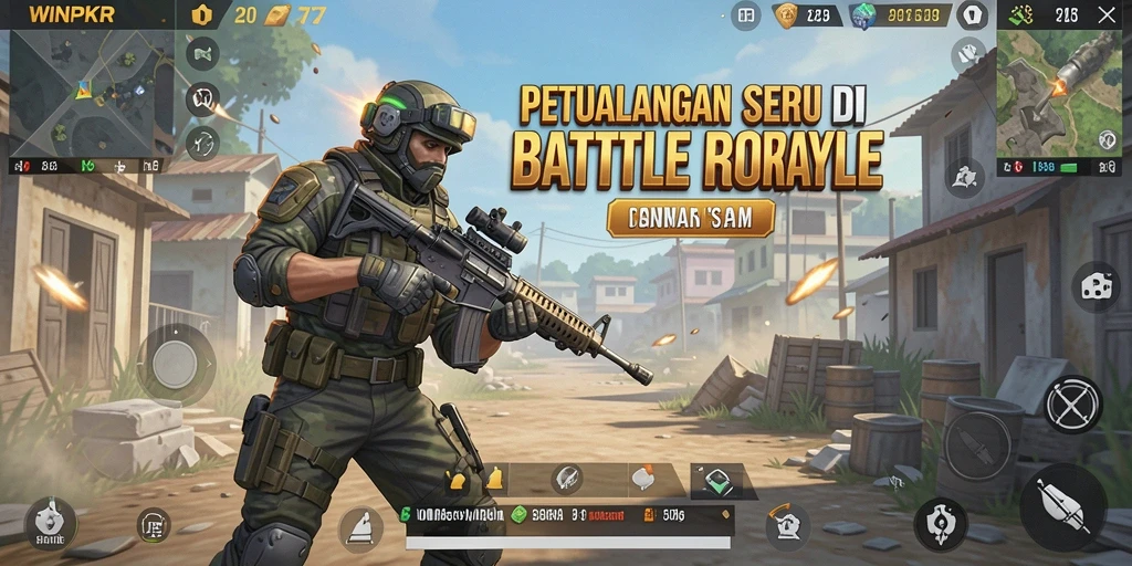 Tampilan menegangkan dari gameplay WINPKR dalam Battle Royale.